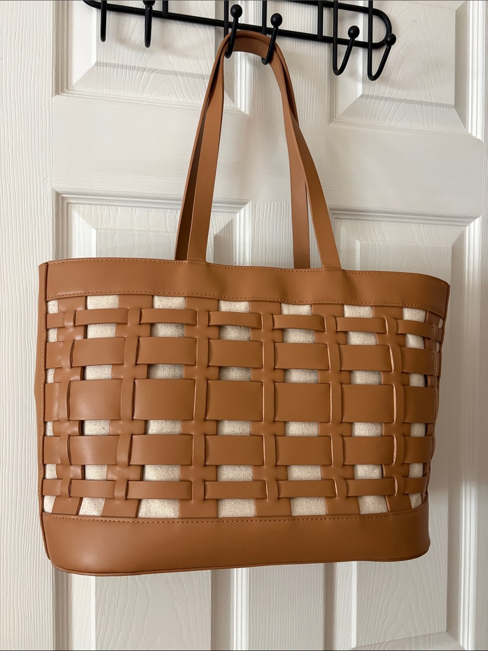 a.n.a Woven Leather-Style Tan Tote